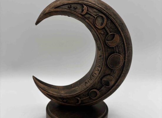 Mond mit Mondphasen, FDM, handbemalt bronze