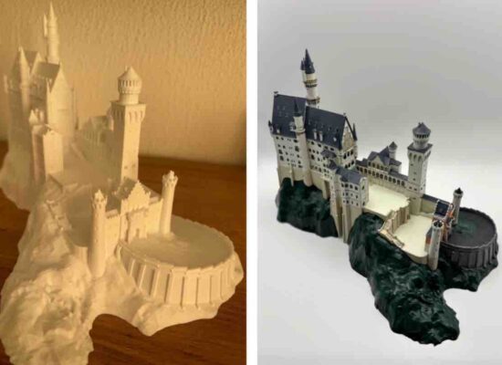 Schloß Neuschwanstein, FDM, weiß und handbemalt